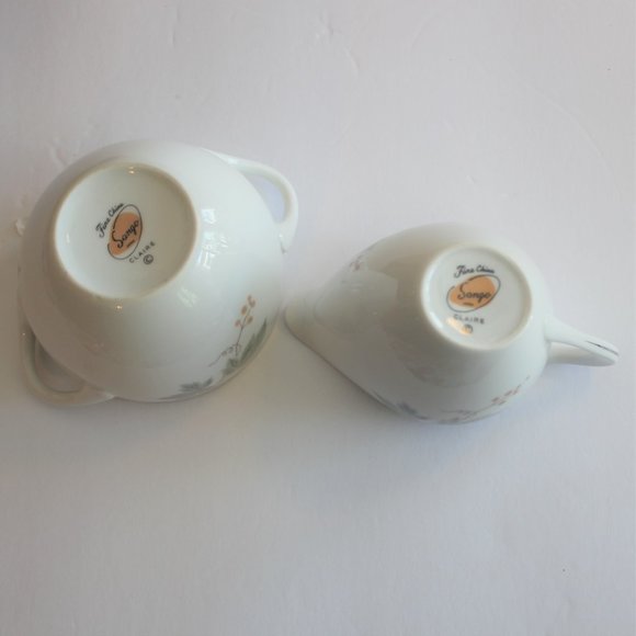 Vintage Sango Fine China Silver Rimmed Sugar and Creamer in Excellent Condition - Picture 6 of 6